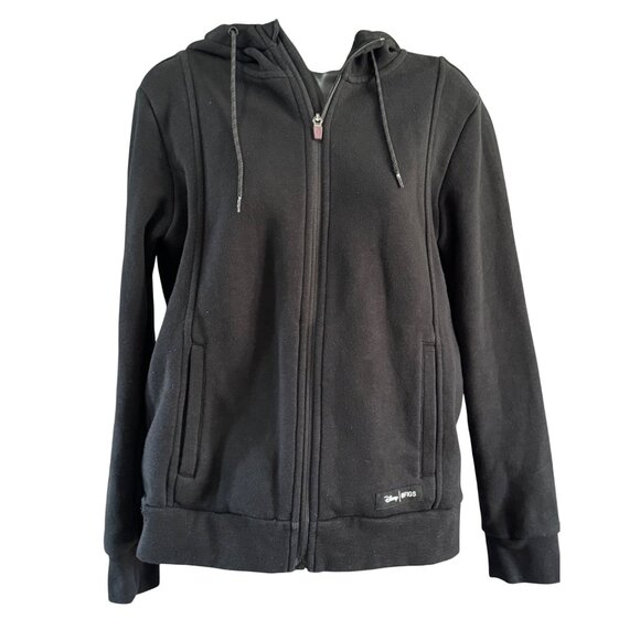 Disney X FIGS Womens Jacket S Black Zip-Up Hoodie Mickey Mouse Scrubs - Picture 1 of 12